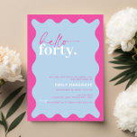 Invitación Vibrante Hola 40 Fiesta de cumpleaños<br><div class="desc">Esta vibrante invitación a la fiesta de cumpleaños número 40 es perfecta para una fiesta de cumpleaños moderna. El diseño sencillo incluye texto de guión hola contemporáneo en color blanco sobre fondo de melocotón vibrante con borde ondulado. Personalizable en cualquier color. Mantenga el diseño minimalista y elegante, tal como está,...</div>