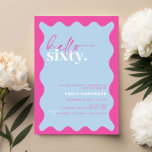 Invitación Vibrante Hola Sesenta y sesenta cumpleaños<br><div class="desc">Esta vibrante invitación a la fiesta de cumpleaños número 60 es perfecta para una fiesta de cumpleaños moderna. El diseño sencillo incluye texto de guión hola contemporáneo en color blanco sobre fondo de melocotón vibrante con borde ondulado. Personalizable en cualquier color. Mantenga el diseño minimalista y elegante, tal como está,...</div>