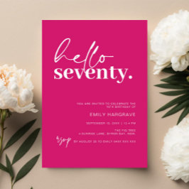 Invitación Vibrante Hot Pink Hola fiesta de cumpleaños 70