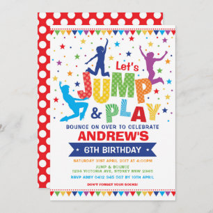 Invitación Vibrante Jump Bath Jugar Cumpleaños Trampoline Fie