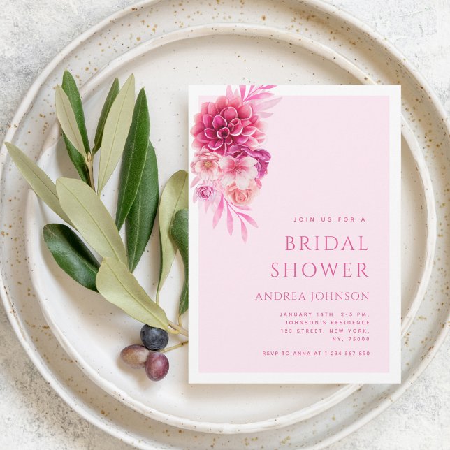 Invitación Vibrante Moda rosa caliente Floral Ducha nupcial (Subido por el creador)