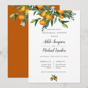 Invitación Vibrante Naranja de mandarina Citrus Cena