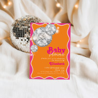 Vibrante Naranja Pink Disco Ball Baby Shower Desig