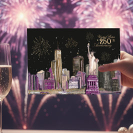 Invitación Vibrante NYC Semiquincentenario Pink Purple