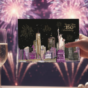 Invitación Vibrante NYC Semiquincentenario Pink Purple