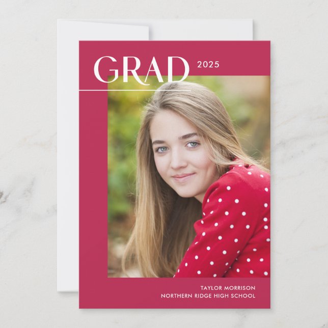 Invitación Vibrante Partido de Graduación Moderno Rosa 1-Phot (Anverso)