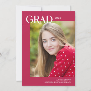 Invitación Vibrante Partido de Graduación Moderno Rosa 1-Phot