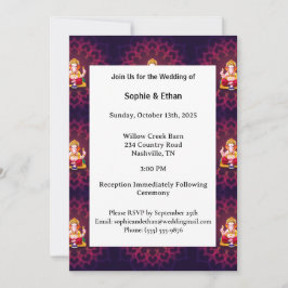 Invitación Vibrante patrón de mandala de Ganesha púrpura