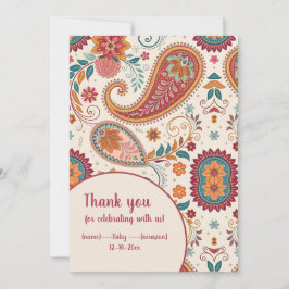 Invitación Vibrante Patrón Floral Blanco Paisley Boho