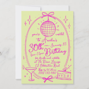 Invitación Vibrante Personalizado 30 cumpleaños disco mano de
