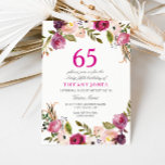 Invitación Vibrante Pink Botanical Floral 65th Birthday Invit<br><div class="desc">Vibrante Pink Botanical Floral 65th Birthday Invite a contactarnos para encontrar artículos que coincidan o ver nuestra tienda</div>