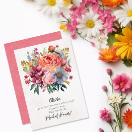 Invitación Vibrante propuesta de doncella de honor de Florals