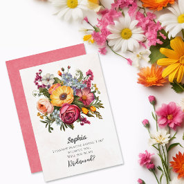Invitación Vibrante propuesta de la dama de honor de Florals