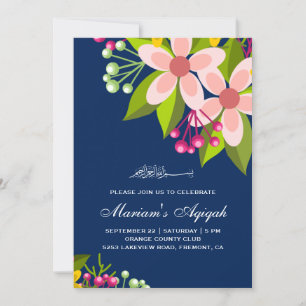 Invitación Vibrante ramo floral niña Aqiqah