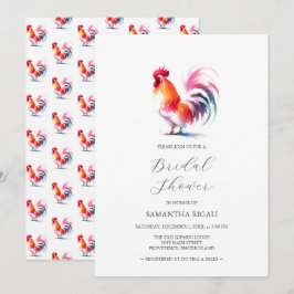 Invitación Vibrante Rooster Bridal Shower