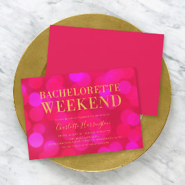 Invitación Vibrante Rosa Bokeh ilumina Bachelorette Weekend