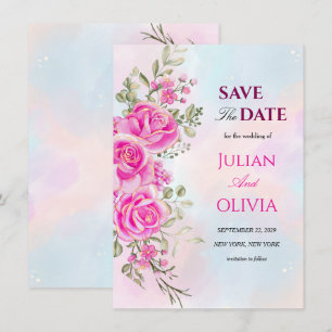 Invitación Vibrante Rosa Caliente Salva la Fecha