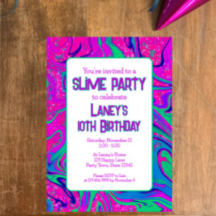 Invitación Vibrante rosa Verde azulada Groovy Fiesta de natal