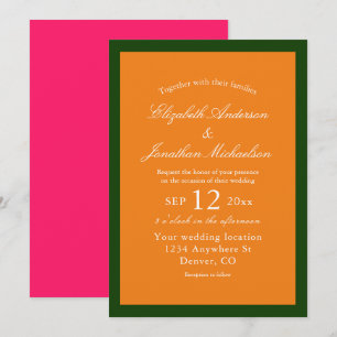 Invitación Vibrante Sunrise Boda Minimalista de Mezcla y Coin