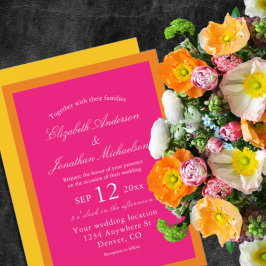Invitación Vibrante Sunrise Boda Minimalista de Mezcla y Coin