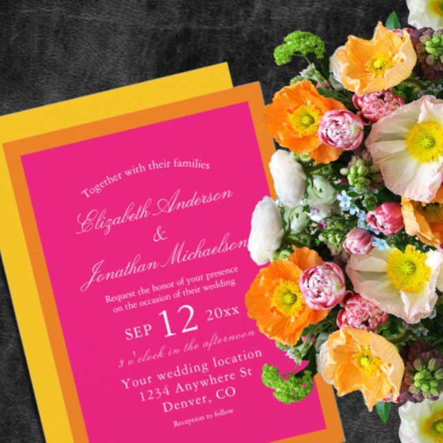 Invitación Vibrante Sunrise Boda Minimalista de Mezcla y Coin (Subido por el creador)