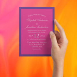Invitación Vibrante Sunrise Boda Minimalista de Mezcla y Coin
