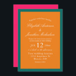 Invitación Vibrante Sunrise Boda Minimalista de Mezcla y Coin<br><div class="desc">Colección de bodas minimalistas vivos y coloridos con tonos rosa brillante y naranja. Mezcla de colores</div>