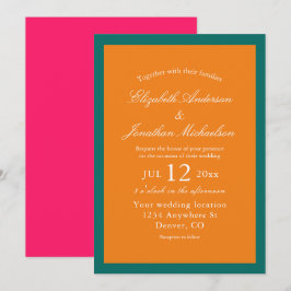 Invitación Vibrante Sunrise Boda Minimalista de Mezcla y Coin