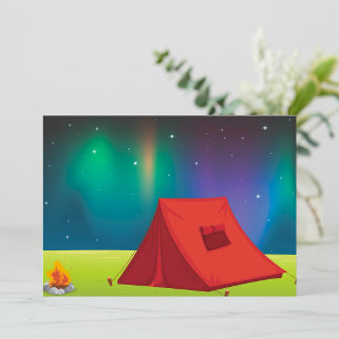 Invitación Vibrante tienda de campaña bajo la Aurora Boreal n