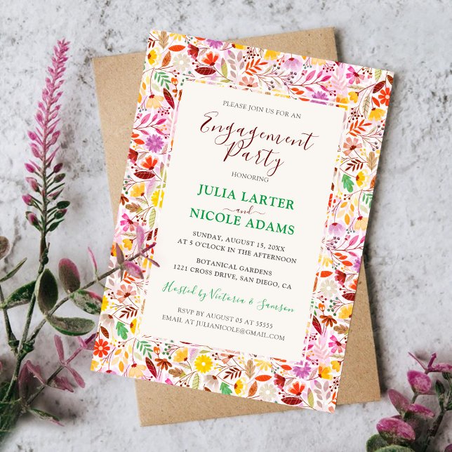 Invitación Vibrante Tulip Verano Flores Ensayo Cena (Subido por el creador)