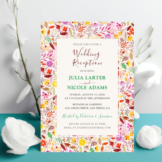 Invitación Vibrante Tulip Verano Flores Recepción de bodas (Subido por el creador)