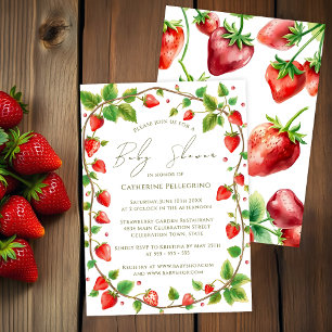 Invitación Vibrante Wreath de Strawberries Baby Shower