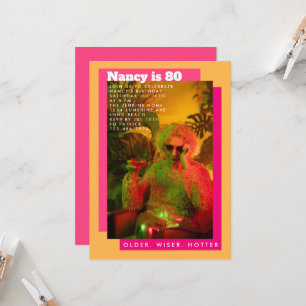 Invitación Vibrante y juguetona foto rosa y amarillo cumpleañ