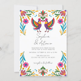 Invitación Vibrantes Aves Mexicanas Boda de Fiesta Floral Oto