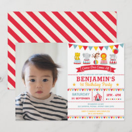 Invitación Vibrantes del Carnaval Animales 1er cumpleaños fot