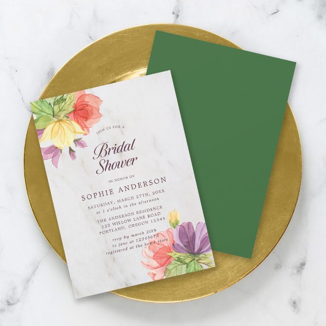 Invitación Vibrantes floraciones Marble Bridal Shower (Subido por el creador)