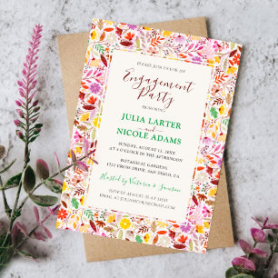 Invitación Vibrantes Flores de Tulipán de Verano Cena de Ensa