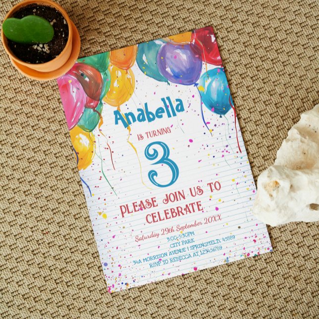 Invitación Vibrantes globos I Personalizado Foto Fiesta de cu (Subido por el creador)