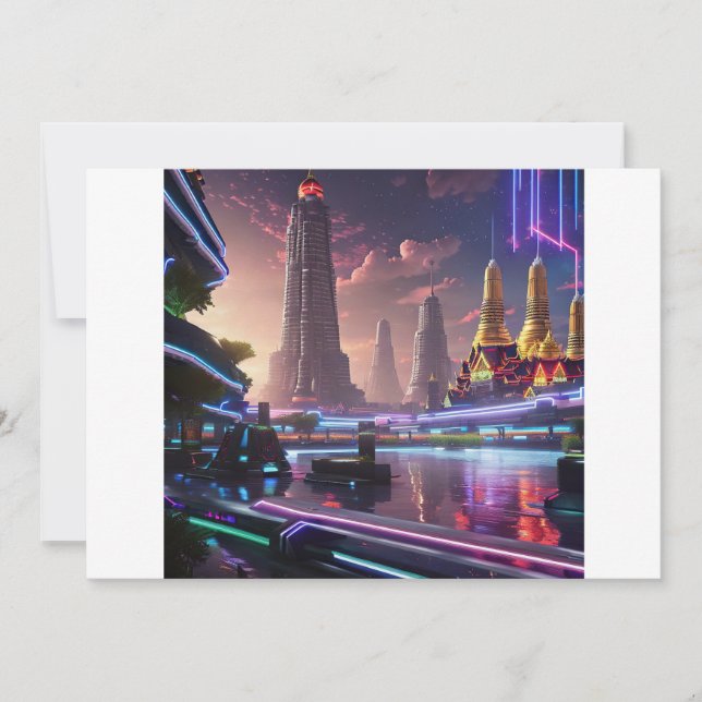 Invitación Vibrantes neones iluminan Bangkok (Anverso)