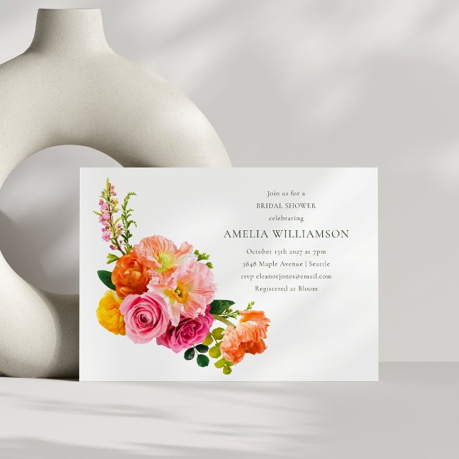 Invitación Vibrantes pimientos rosados Floral Bloom Bridal Sh (Subido por el creador)