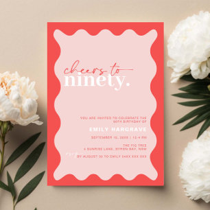 Invitación Vibrantes saludos a la fiesta de cumpleaños 90