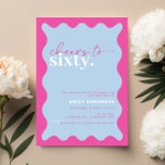 Invitación Vibrantes saludos a la fiesta de cumpleaños número<br><div class="desc">Esta vibrante invitación a la fiesta de cumpleaños número 60 es perfecta para una fiesta de cumpleaños moderna. El diseño es sencillo y tiene un fondo azul cielo con un borde ondulado. Personalizable en cualquier color. Mantenga el diseño minimalista y elegante, tal como está, o lo personalice añadiendo sus propios...</div>