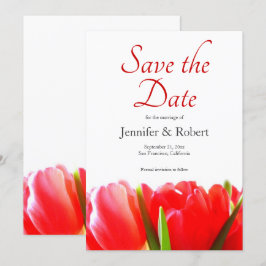 Invitación Vibrantes tulipanes rojos salvan la fecha