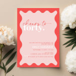 Invitación Vibrantes vítores al Fiesta de los 40 años<br><div class="desc">Esta vibrante invitación a la fiesta de cumpleaños número 40 es perfecta para una fiesta de cumpleaños moderna. El diseño sencillo incluye texto de guión hola contemporáneo en color blanco sobre fondo de melocotón vibrante con borde ondulado. Personalizable en cualquier color. Mantenga el diseño minimalista y elegante, tal como está,...</div>
