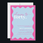 Invitación Vibrantes vítores al Fiesta de los 40 años<br><div class="desc">Esta vibrante invitación a la fiesta de cumpleaños número 40 es perfecta para una fiesta de cumpleaños moderna. El diseño es sencillo y tiene un fondo azul cielo con un borde ondulado. Personalizable en cualquier color. Mantenga el diseño minimalista y elegante, tal como está, o lo personalice añadiendo sus propios...</div>