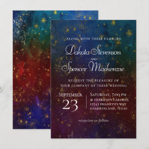 Invitación Vibrantes Zarcillos   Boda de Acuarela en Tonos de