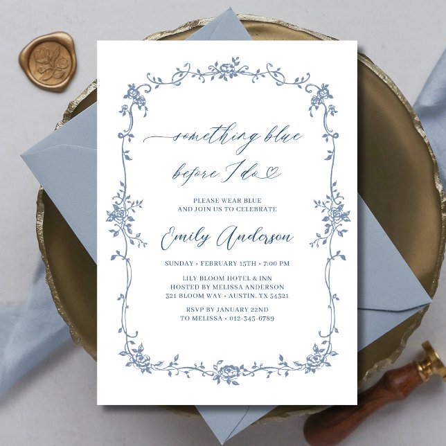 Invitación Victoria Algo Azul Ducha Bridal Francés (Subido por el creador)