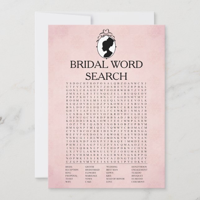 Invitación Victoria Bridal Shower Word Search Game Card (Anverso)