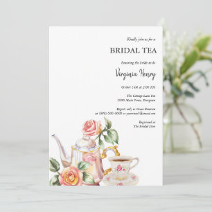 Invitación Victoria Dusty Blue Garden Tea Bridal Shower