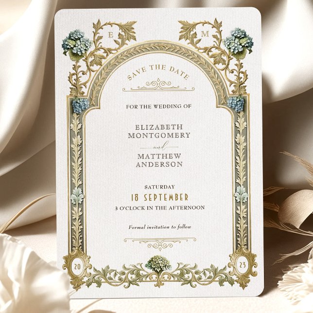 Invitación Victoria Hydrangea Elegance Save the Date (Subido por el creador)